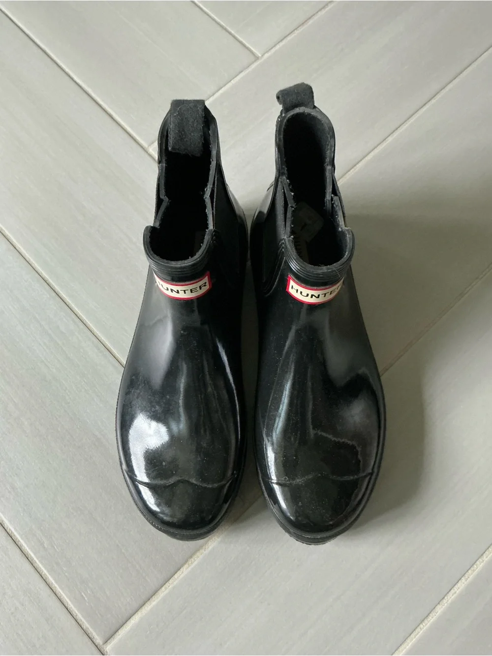 Hunter Original Chelsea Rain Ankle Boots | Black High Gloss